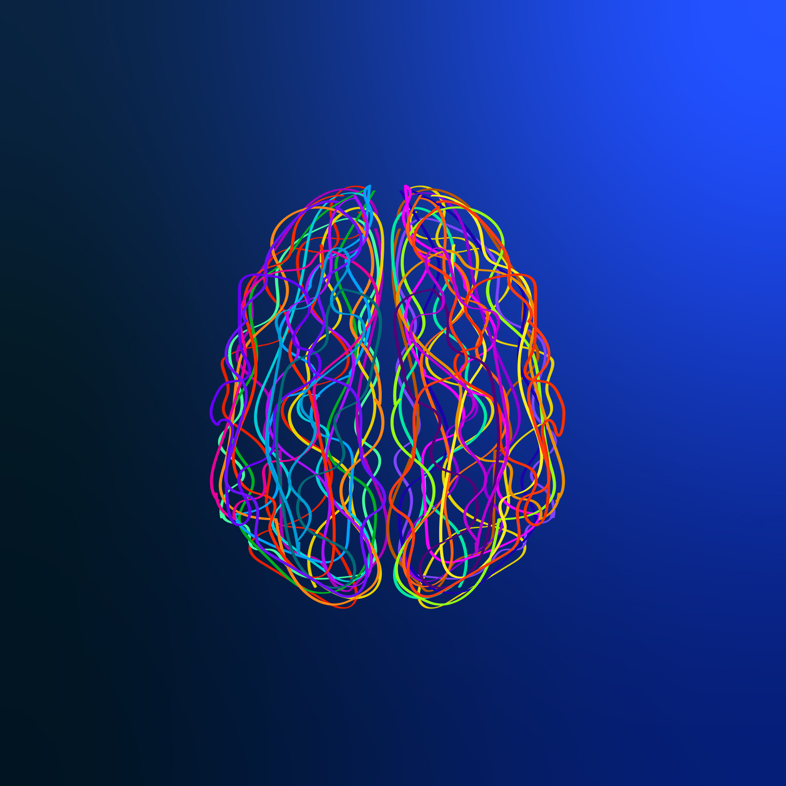 Abstract human brain of colorful stripes and lines