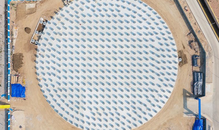 LNG storage tank under construction - stock photo