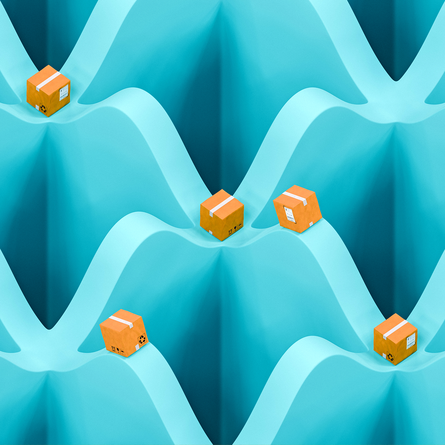 Delivery box pattern on wavy background for shipping concept