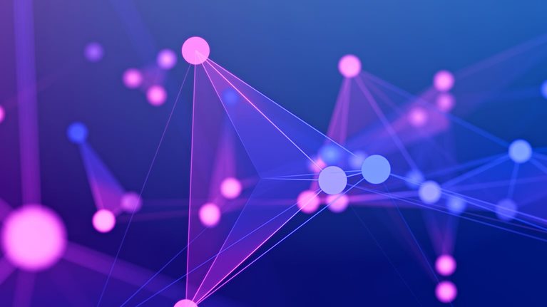 Illustration Geometric abstract background with connected line and dots