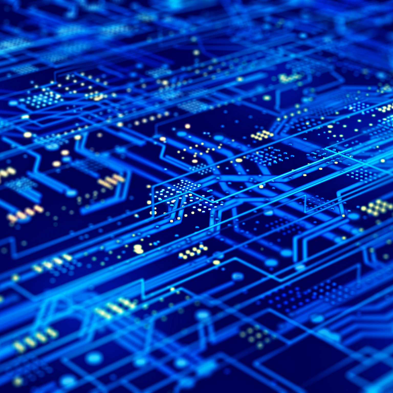 Futuristic circuit board on a dark blue background