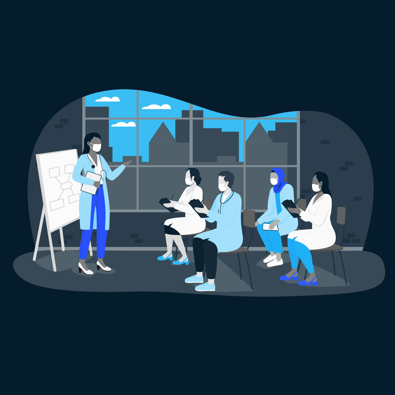 illustration doctors attending presentation