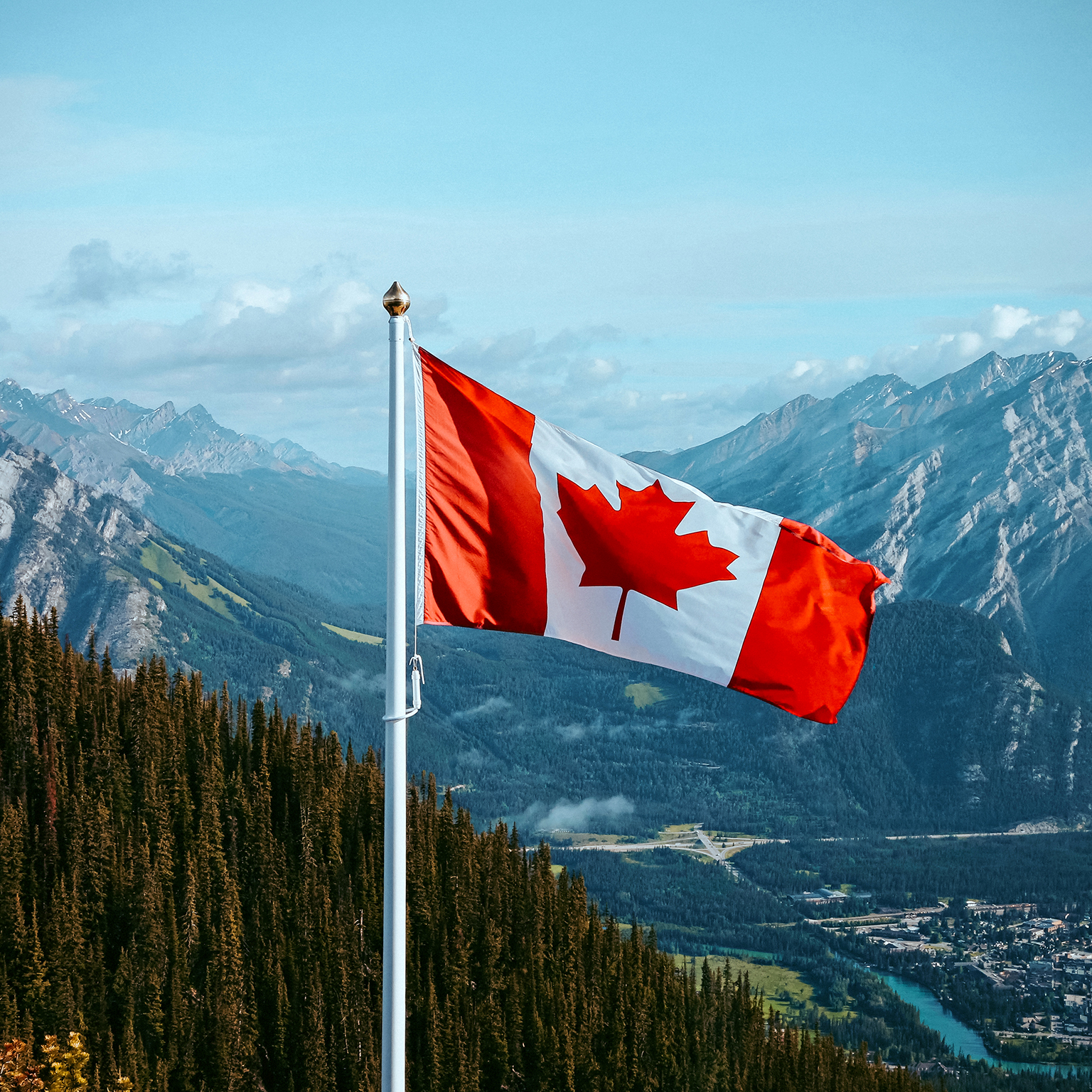 Canadian Flag in the Mountains
