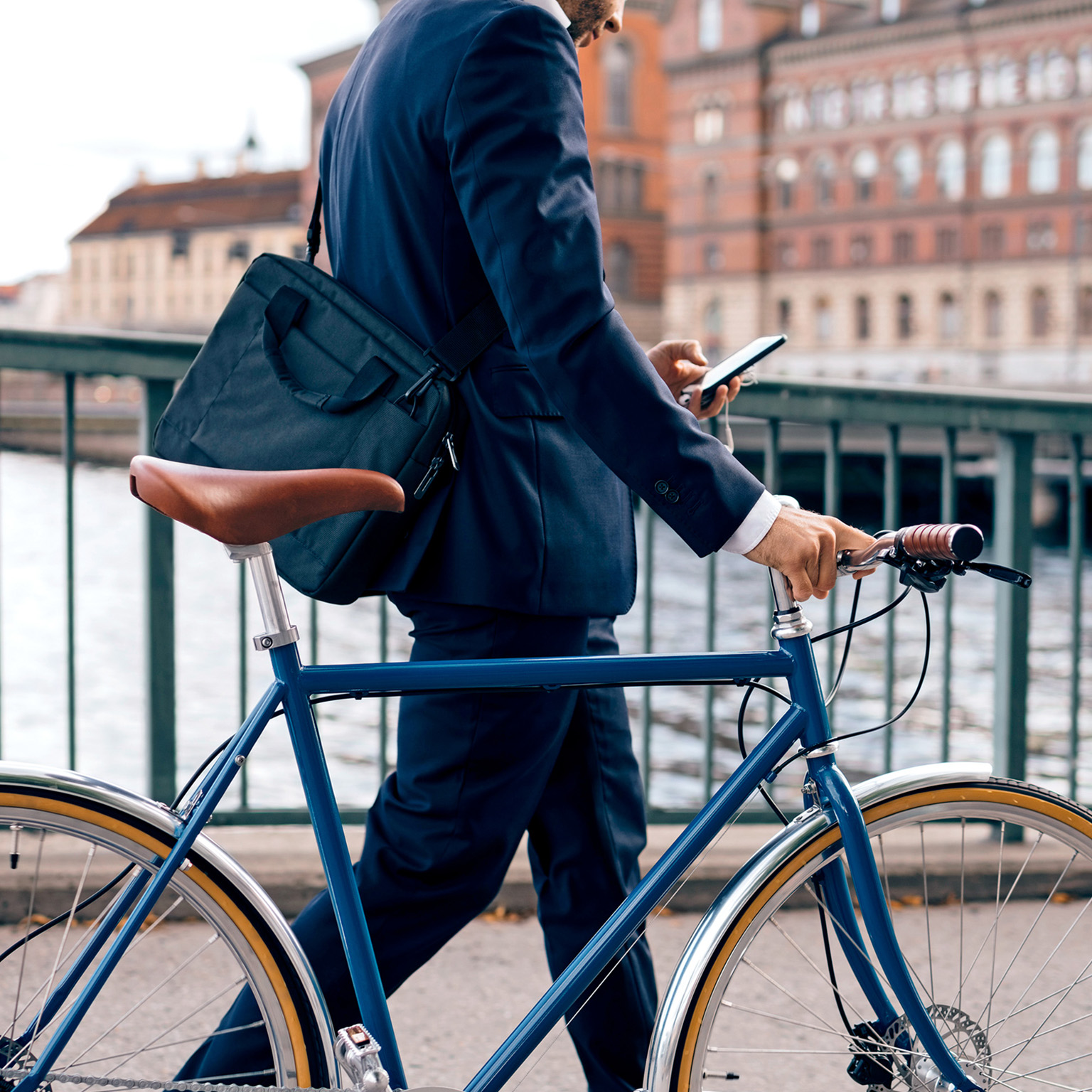 Cyclist on a bridge
