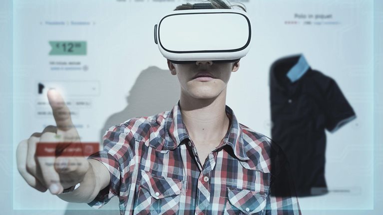Man wearing VR goggles