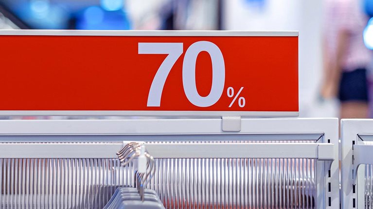 Discount board display in a retail store