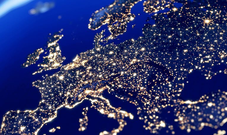 Europe Night Lights View From Space