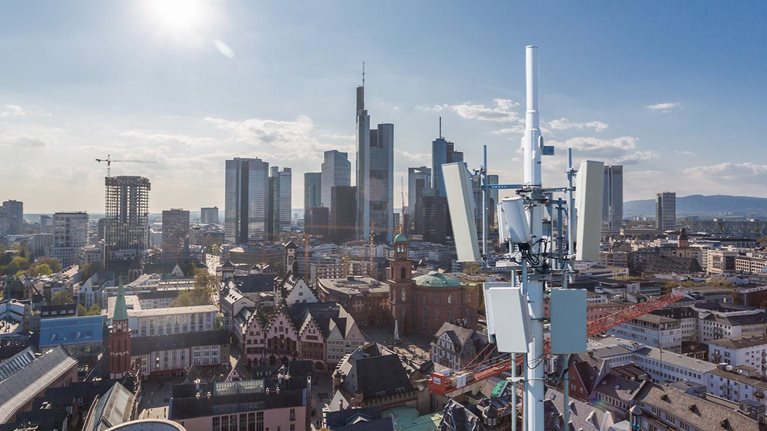 Communications tower in Frankfurt - stock photo