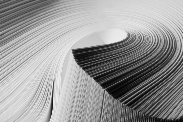 Close up detail of multiple sheets of paper