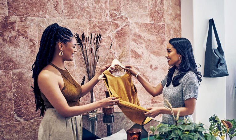 Black consumers in an apparel store
